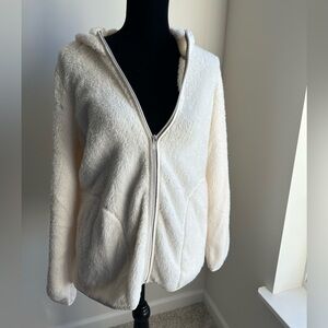 Women’s Christopher & Banks White Cozy Zip-Up Jacket with Hood